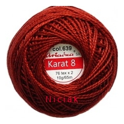 Kordonek Karat 8 - kolor 639 - brąz - czerwony