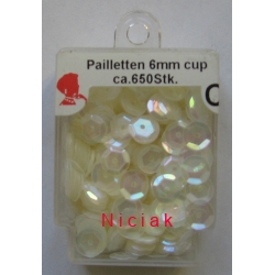 Cekiny łamane - 6mm - kolor 009 - ecru perłowy
